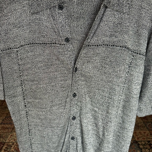 Claiborne Silk Viscose Bowling Shirt - Polo Style, Grey & Black - Picture 3 of 7